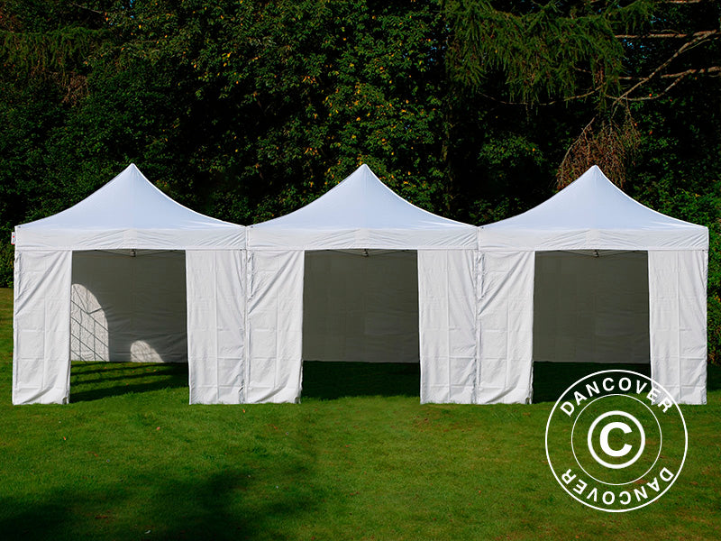 Quick-up telt FleXtents® Steel 9x6m Hvit, inkl. 8 sidevegger
