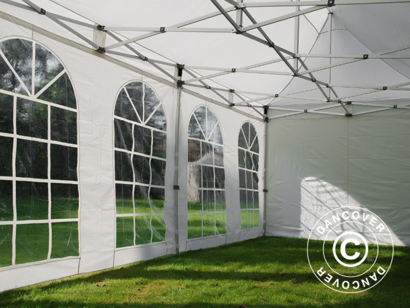 Quick-up telt FleXtents® Steel 9x6m Hvit, inkl. 8 sidevegger