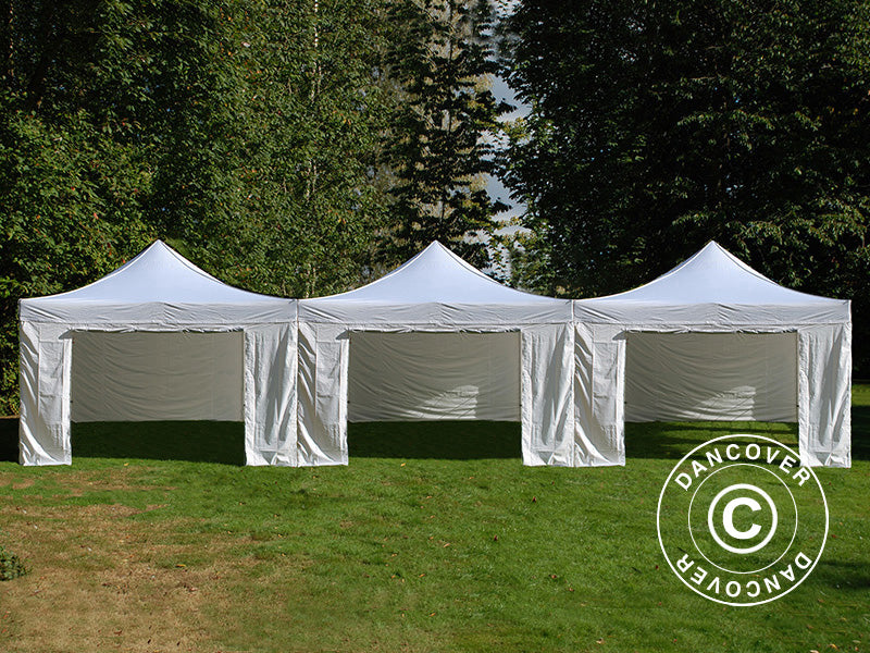 Quick-up telt FleXtents® Steel 12x6m Hvit, inkl. 8 sidevegger