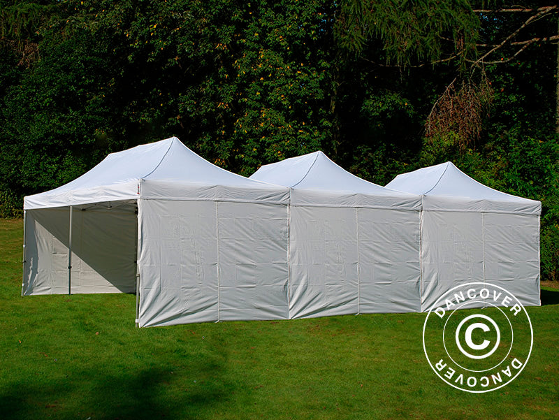 Quick-up telt FleXtents® Steel 12x8m Hvit, inkl. 8 sidevegger