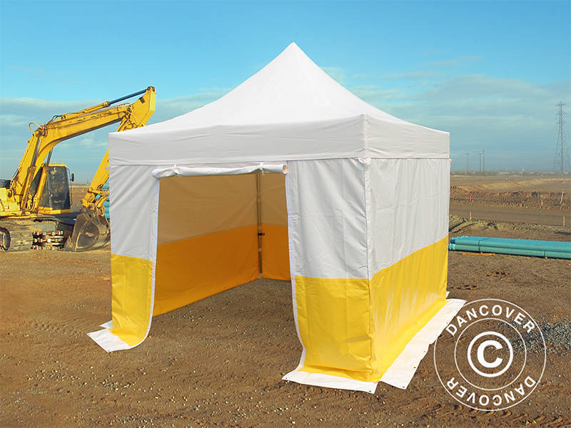 Quick-up telt FleXtents® PRO 3x3m, PVC, arbeidstelt, flammehemmende, inkl. 4 sidevegger
