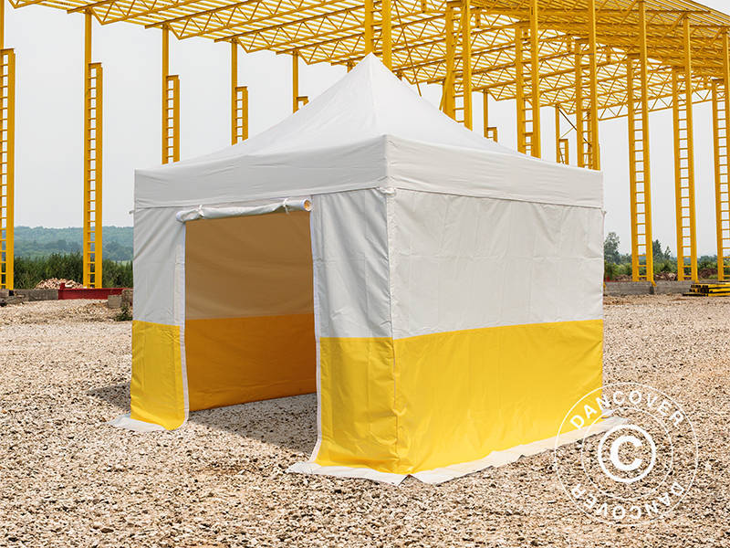Quick-up telt FleXtents® PRO 3x3m, PVC, arbeidstelt, flammehemmende, inkl. 4 sidevegger