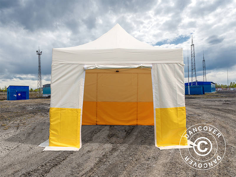 Quick-up telt FleXtents® PRO 3x3m, PVC, arbeidstelt, flammehemmende, inkl. 4 sidevegger