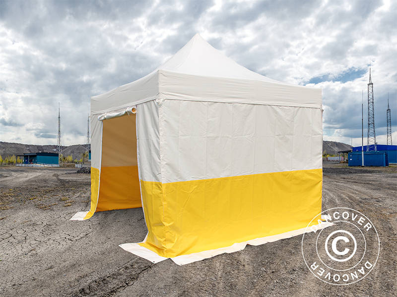 Quick-up telt FleXtents® PRO 3x3m, PVC, arbeidstelt, flammehemmende, inkl. 4 sidevegger