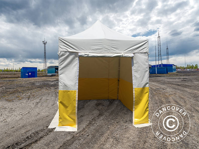 Quick-up telt FleXtents® PRO 2,5x2,5m, PVC, arbeidstelt, flammehemmende, inkl. 4 sidevegger
