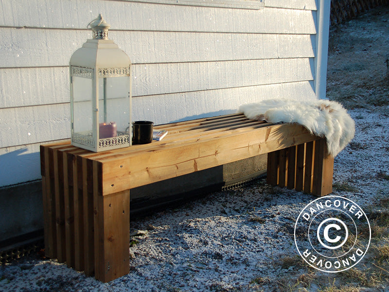 Benk av tre, 1,6x0,42x0,45m, Brun