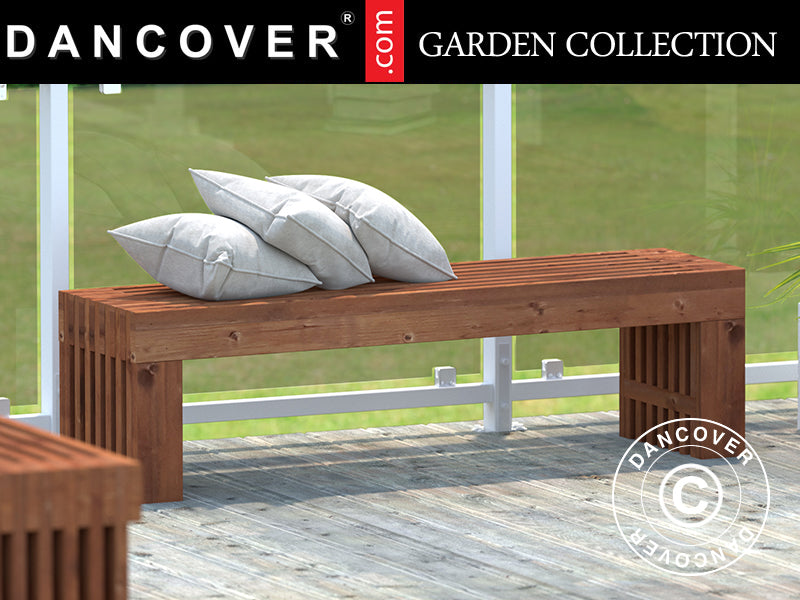 Benk av tre, 1,6x0,42x0,45m, Brun