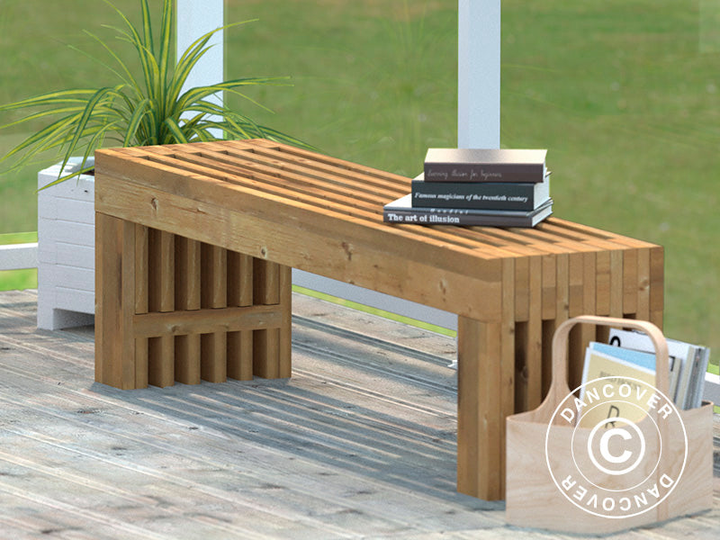 Benk av tre, 0,364x1,6x0,45m, Naturlig