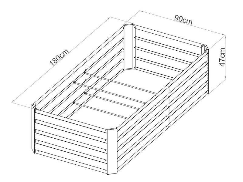 Høybed, 0,9x1,8x0,47m, 800l, Antrasitt