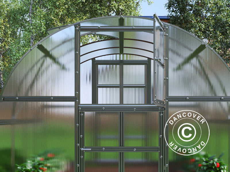 Drivhus i polykarbonat TITAN Arch 320, 12m², 3x4m, sølv