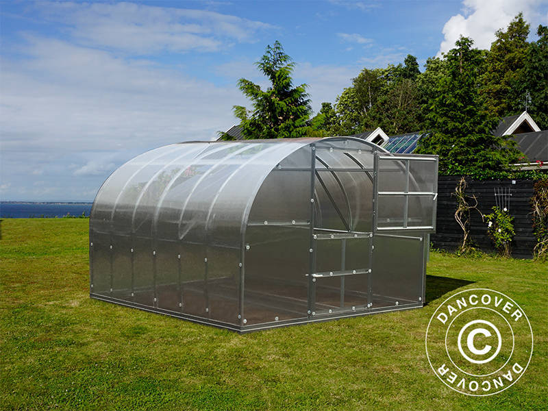 Drivhus i polykarbonat TITAN Arch 320, 12m², 3x4m, sølv