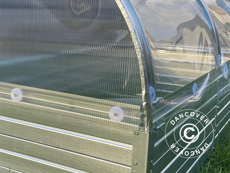 Høybed m/buet PVC-duk, 0,75x1,5x0,75m, Sølv