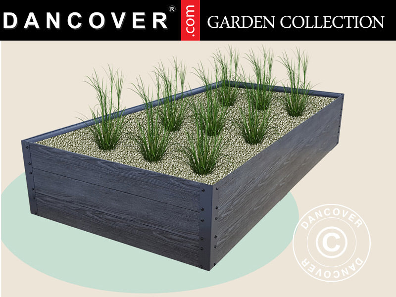 Høybed, 0,75x1,5x0,3m, Grå BARE 4 STK. IGJEN