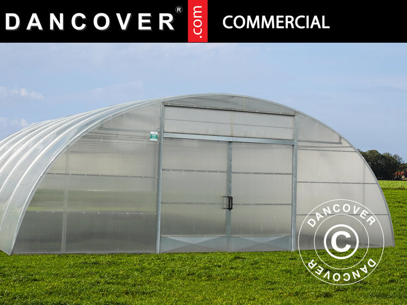 Kommersiell drivhustunnel, 10x15x3,7m, transparent