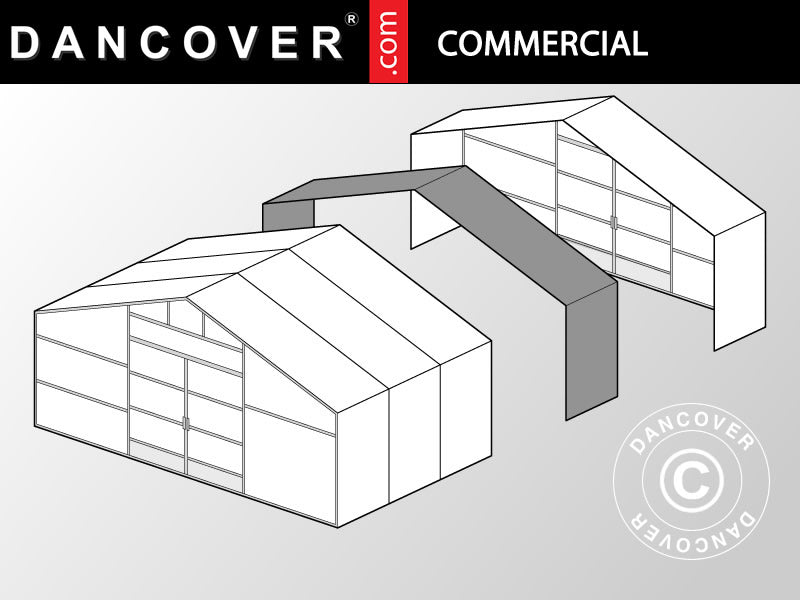 Forlengelse til kommersiell drivhustunnel, 8x2x3,95m, transparent