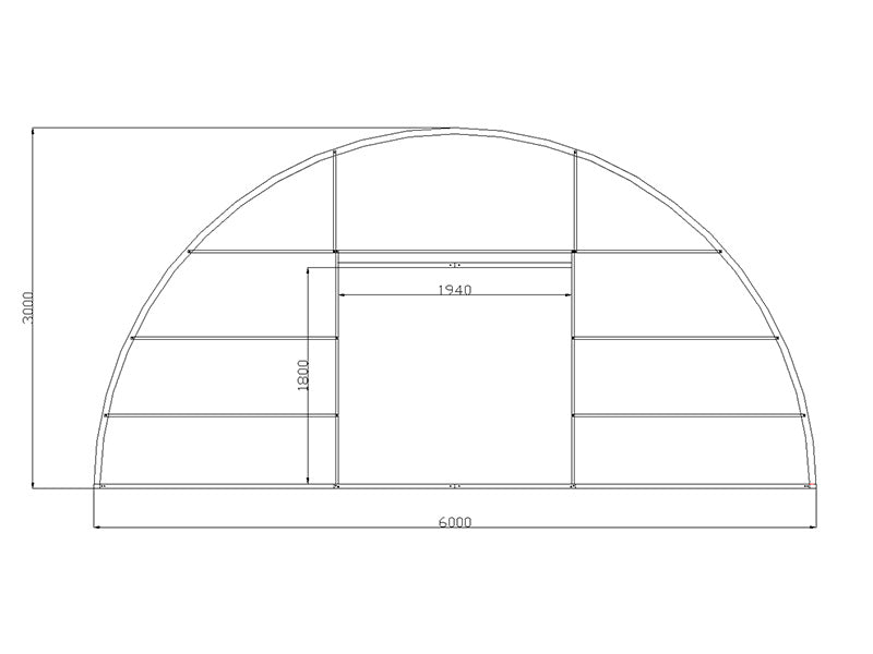 Drivhus i polykarbonat, Strong NOVA 48m², 6x8m, Sølv