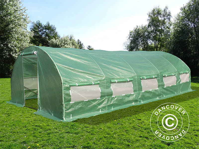 Polytunnel Drivhus 4x6,6x2m, 26,4m², Grønn