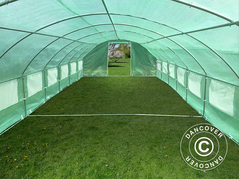 Polytunnel Drivhus 4x10,6x2m, 42,4m², Grønn