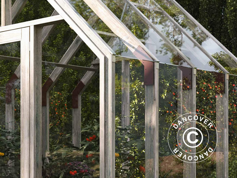 Drivhus/hagepavlijong av tre, 2,4x2,44x2,83m, 5,4m², grå