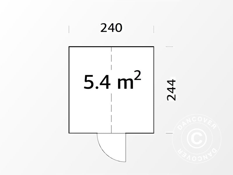 Drivhus/hagepavlijong av tre, 2,4x2,44x2,83m, 5,4m², grå
