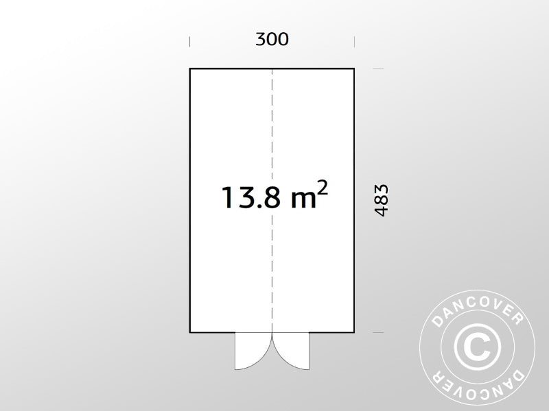 Drivhus/hagepavlijong av tre, 3x4,83x2,88m, 13,8m², Grå