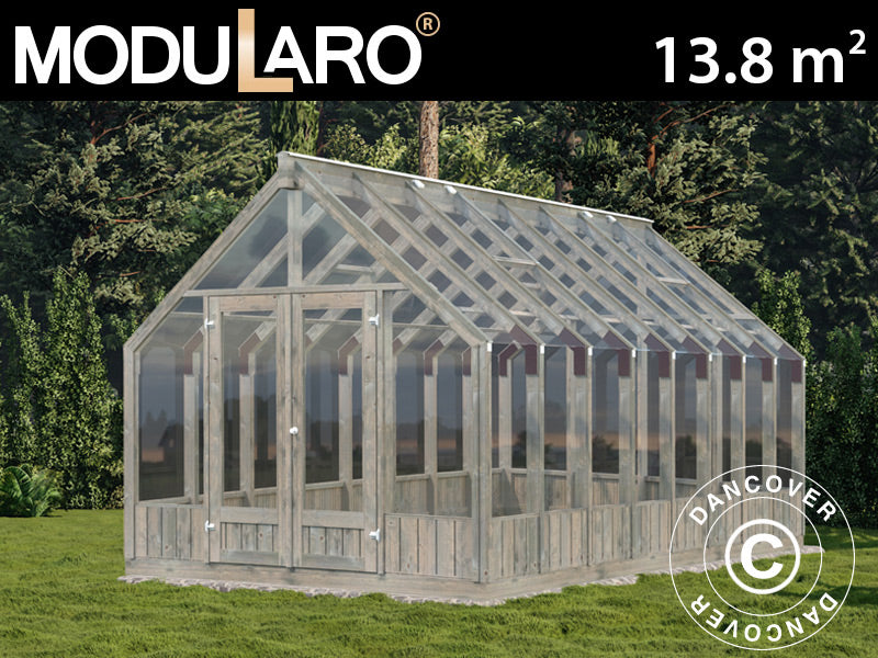 Drivhus/hagepavlijong av tre, 3x4,83x2,88m, 13,8m², Grå