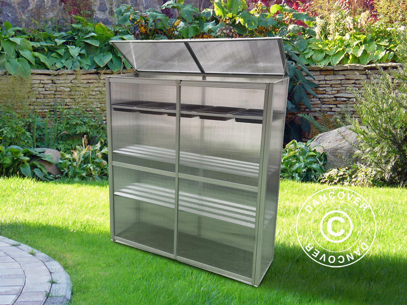 Minidrivhus, Polykarbonat, 0,5m², 0,39x1,3x1,4m, Aluminium
