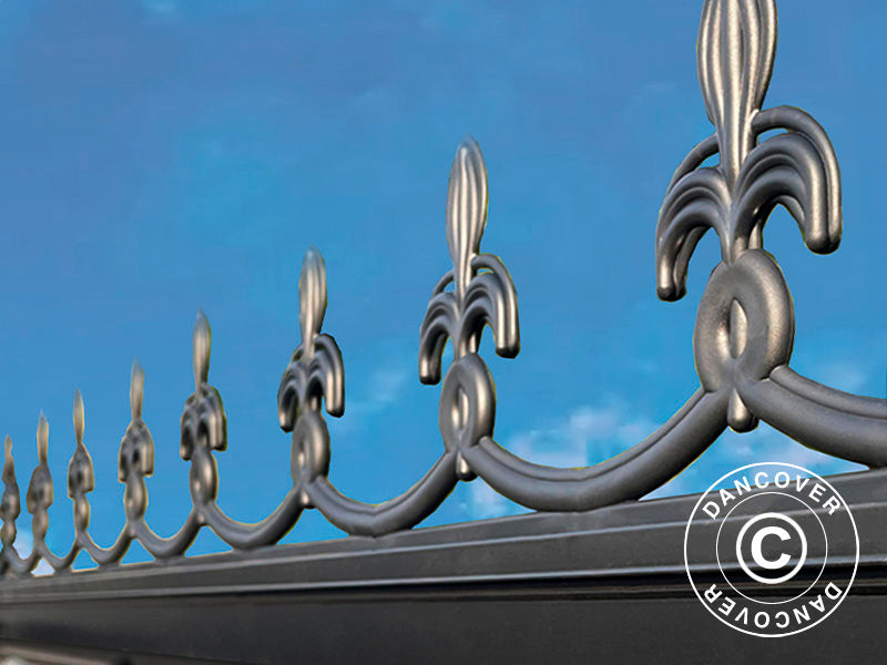 Drivhus i glass 3x3,68x2,6m m/sokkel og takdekor, 11,04m², Svart