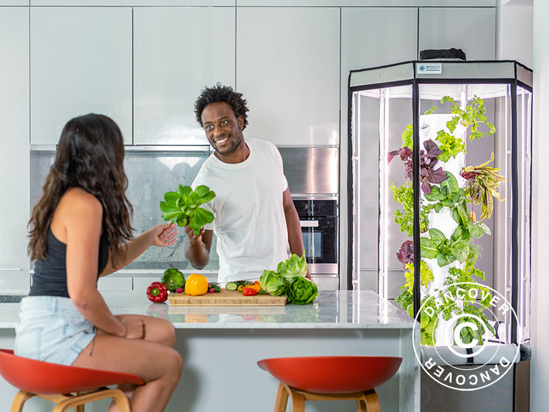 Hydroponisk veksttårn, Aerospring, 185x85cm, Grå