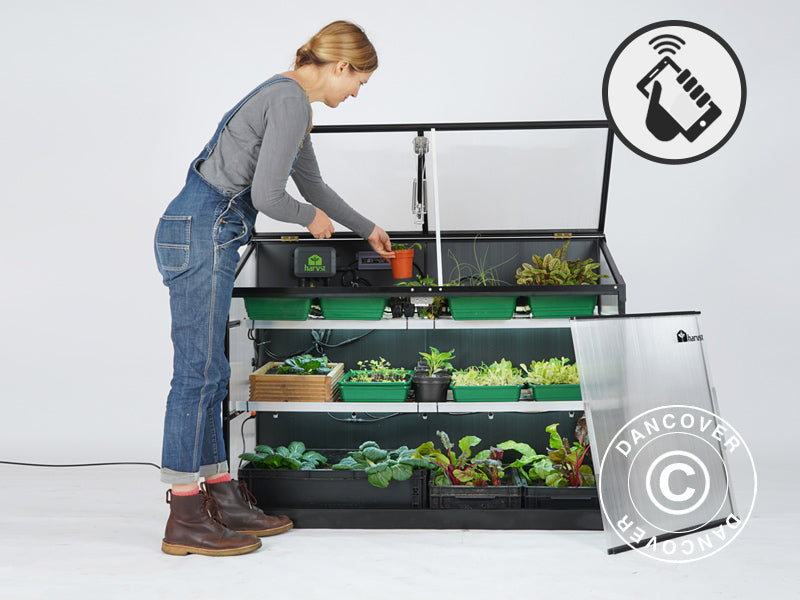 Smart drivhus polykarbonat Sprout S14 4-Season, Harvst, 1,25x0,5x0,9m, Svart