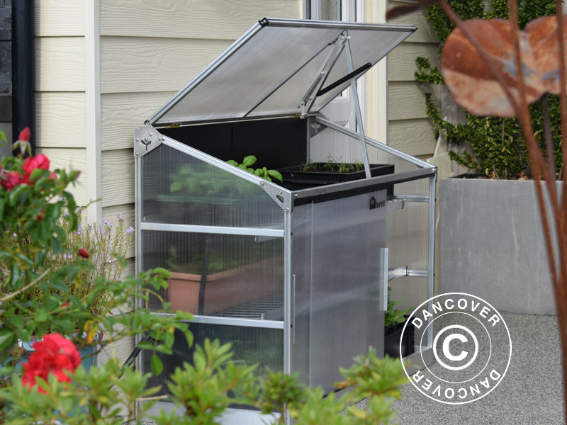 Smart drivhus polykarbonat Sprout S14 4-Season, Harvst, 1,25x0,5x0,9m, Svart