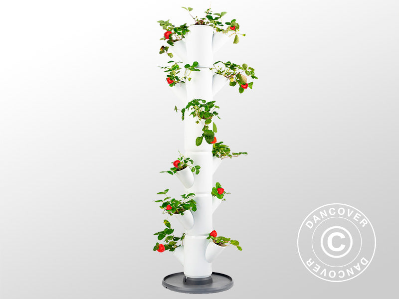 Plantetårn, SISSI STRAWBERRY, vertikal potte, Hvit