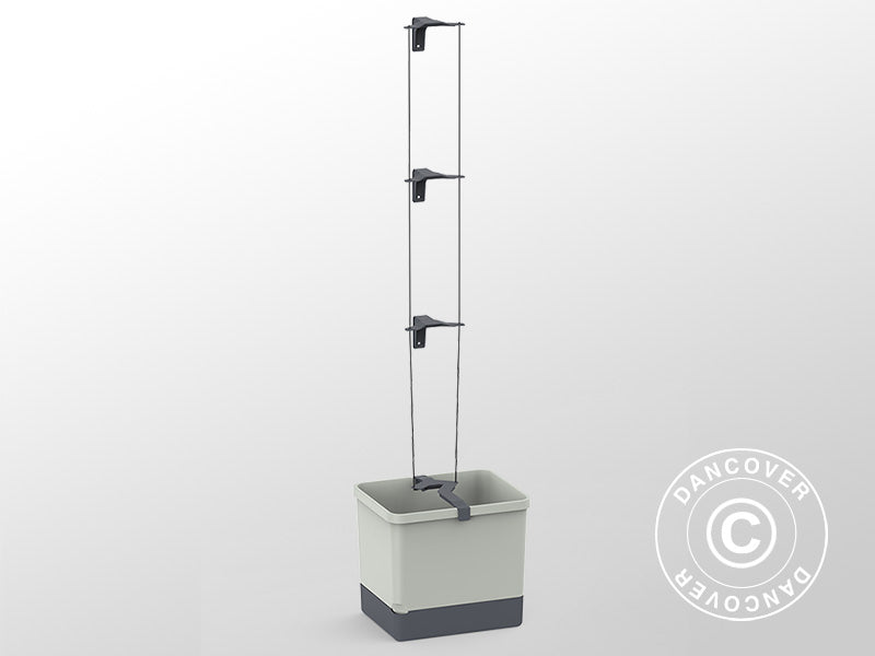 Potte, CURT CUCUMBER, m/støtte og vanntank, Lysegrå