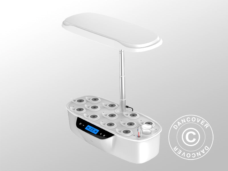 Hydroponic Planter w/LED growth light, 0.204x0.40x0.195 m, White