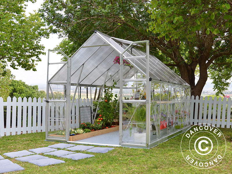 Drivhus Polykarbonat Balance 8,9m², Palram/Canopia, 2,44x3,67x2,29m Sølv