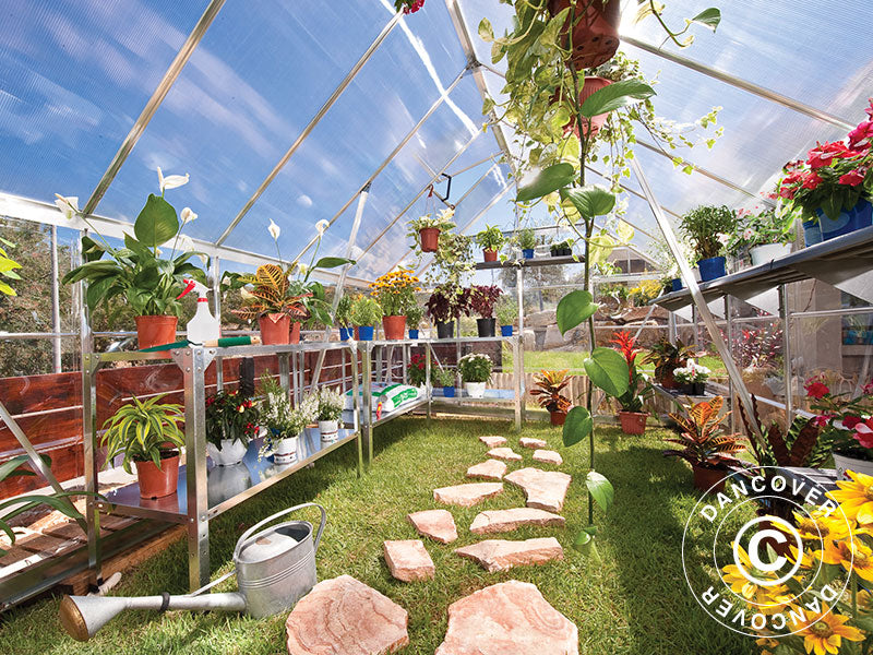 Drivhus Polykarbonat Balance 8,9m², Palram/Canopia, 2,44x3,67x2,29m Sølv