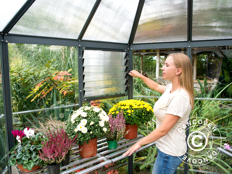 Oransjeri polykarbonat OASIS, Hexagonal 3,91m², Palram/Canopia, 2,13x2,47x2,67m, Antrasitt