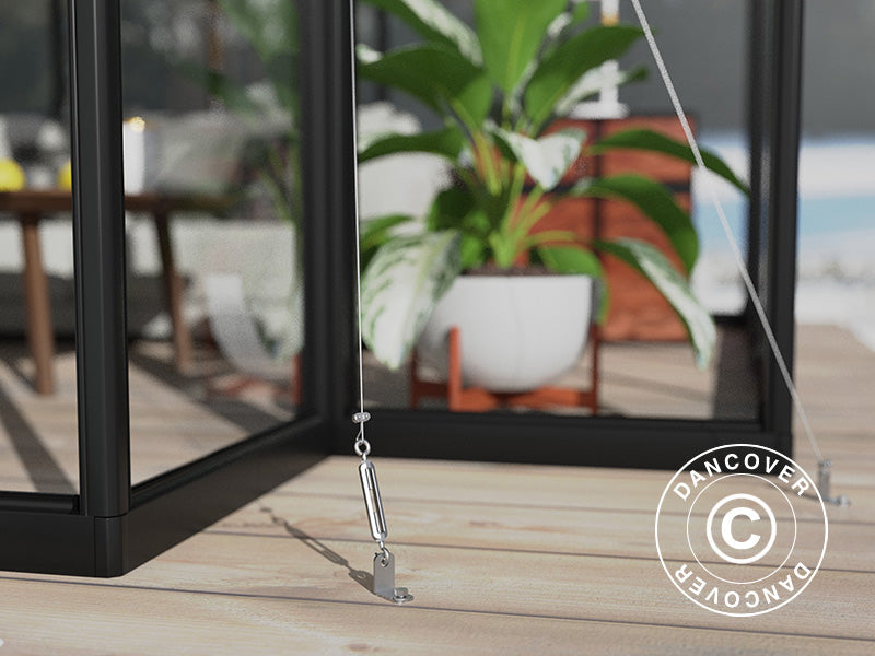 Orangeri i polykarbonat Triomphe m/sokkel, 17,1m², Palram/Canopia, 4,5x3,8x2,69m, Svart