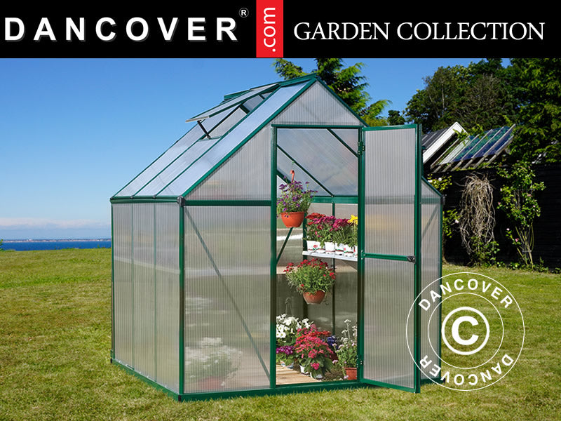 Drivhus polykarbonat 3,4m², Palram/Canopia, 1,85x1,86x2,08m, grønn