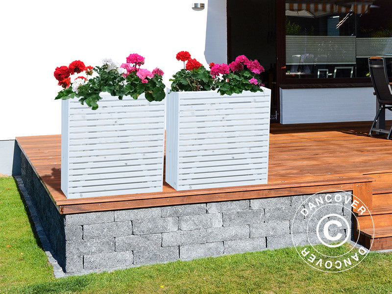 Blomsterkasse i tre m/innvendig potte, 1,03x0,33x1,02m, Hvit BARE 1 STK. IGJEN