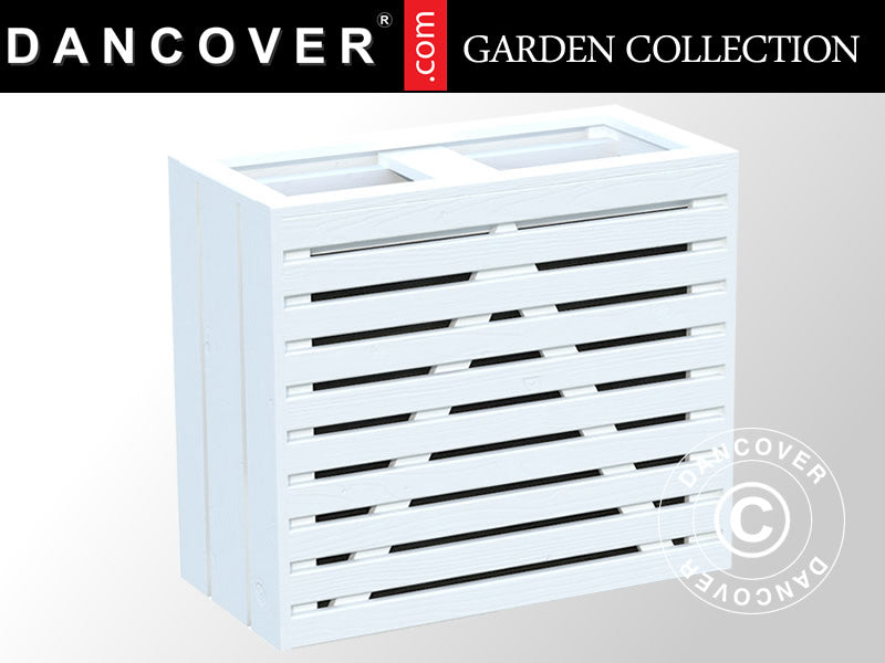 Blomsterkasse i tre m/innvendig potte, 0,69x0,33x0,6m, Hvit BARE 1 STK. IGJEN