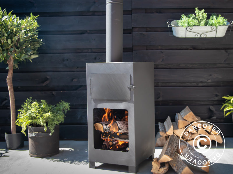 Vedfyrt pizzaovn, 38,9x38,9x140,5cm, Svart