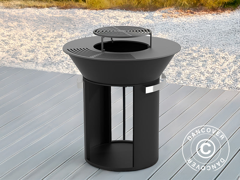 Bålpanne med vedoppbevaring, Ø93x98cm, Svart