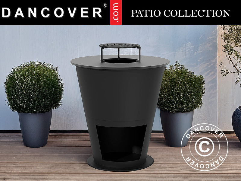 Bålpanne med vedoppbevaring, Ø74,5x80cm, Svart