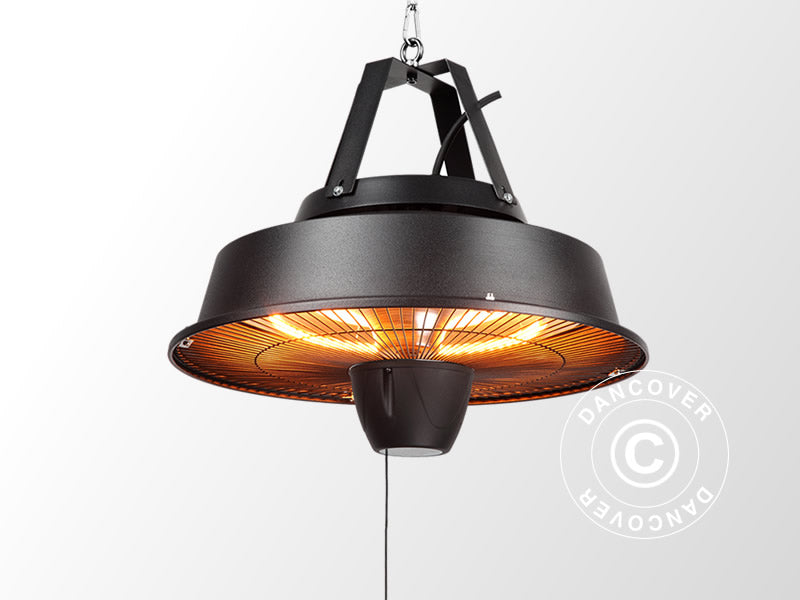 Hengende terrassevarmer med halogen IRABU, 1500W, Svart