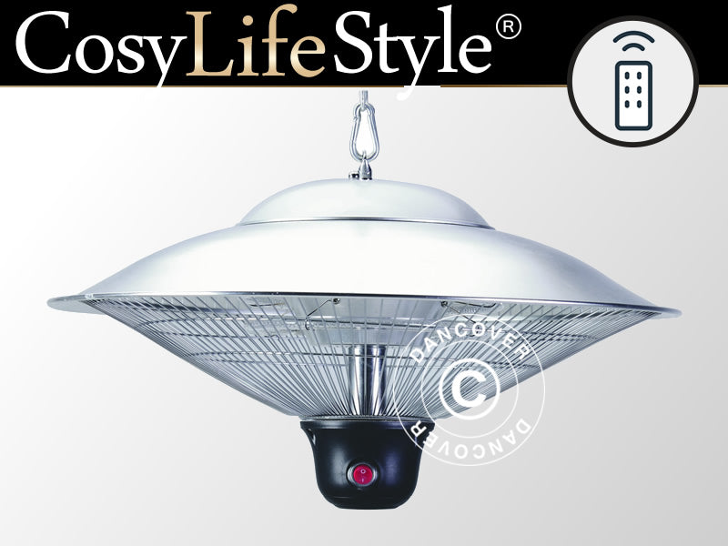 Hengende terrassevarmer PALAU m/FK, 500/1000/1500W, aluminium
