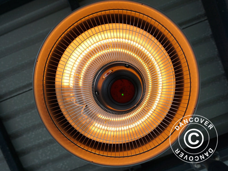 Hengende terrassevarmer NAURU w/FK, 500/1000/1500W, Sølvfarget