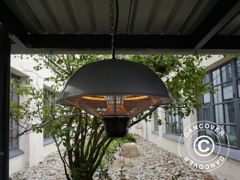 Hengende terrassevarmer NAURU w/FK, 500/1000/1500W, Sølvfarget