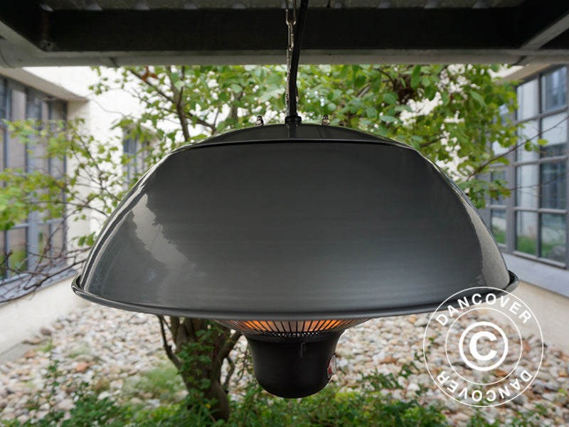 Hengende terrassevarmer NAURU w/FK, 500/1000/1500W, Sølvfarget