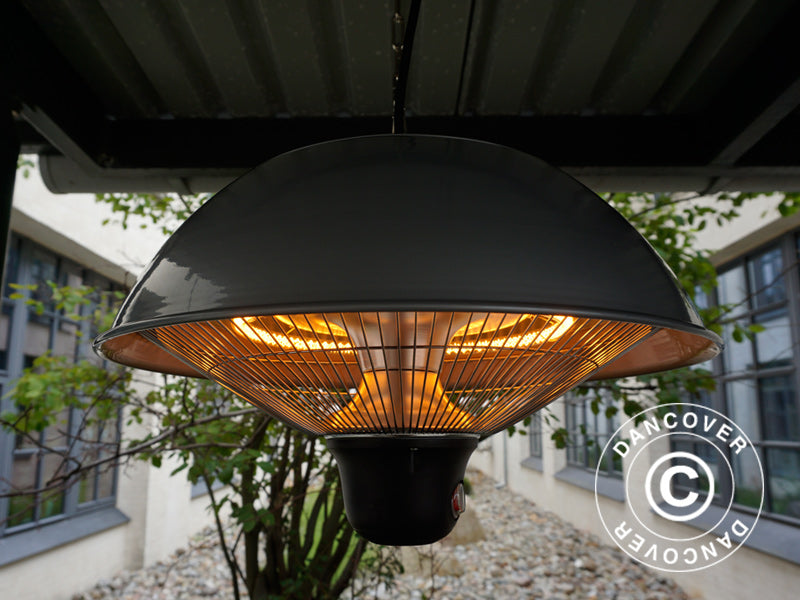 Hengende terrassevarmer NAURU w/FK, 500/1000/1500W, Sølvfarget